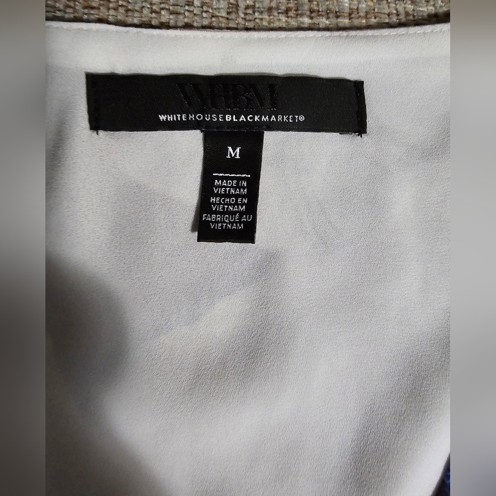 White House Black Market Smocked Waist Blouse Size Medium - Picture 7 of 12